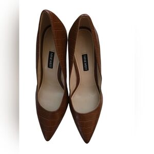 Nine West Tan Croc-Embossed Heels